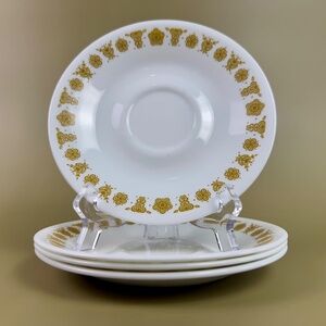Set of 4 Corelle Livingware "Butterfly Gold" Saucers – Vintage Corning USA